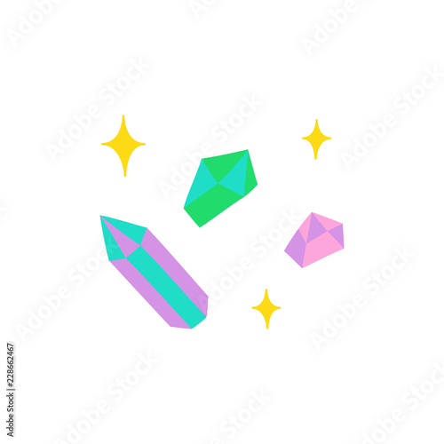 Cute hand drawn gem vector illustrations. Halloween, witch or fortune-teller's crystal stones, isolated.