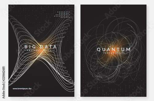 Big data background. Technology for visualization, artificial intelligence, deep learning and quantum computing. Design template for computing concept. Vector big data backdrop.