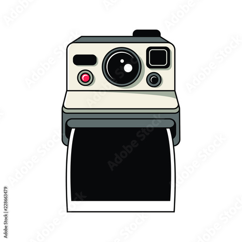 PHOTO CAMERA VINTAGE RETRO COLOR WHITE BACKGROUND