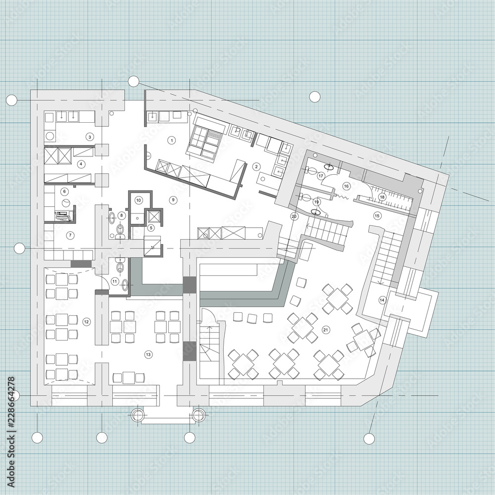 Standard cafe furniture symbols on floor plans Standard cafe furniture symbols on floor plans