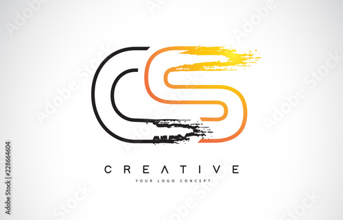 CS Creative Modern Logo Design with Orange and Black Colors. Monogram Stroke Letter Design.