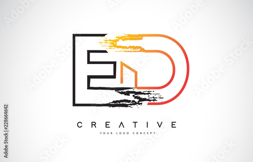 ED Creative Modern Logo Design with Orange and Black Colors. Monogram Stroke Letter Design.