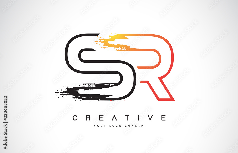 SR Creative Modern Logo Design with Orange and Black Colors. Monogram ...
