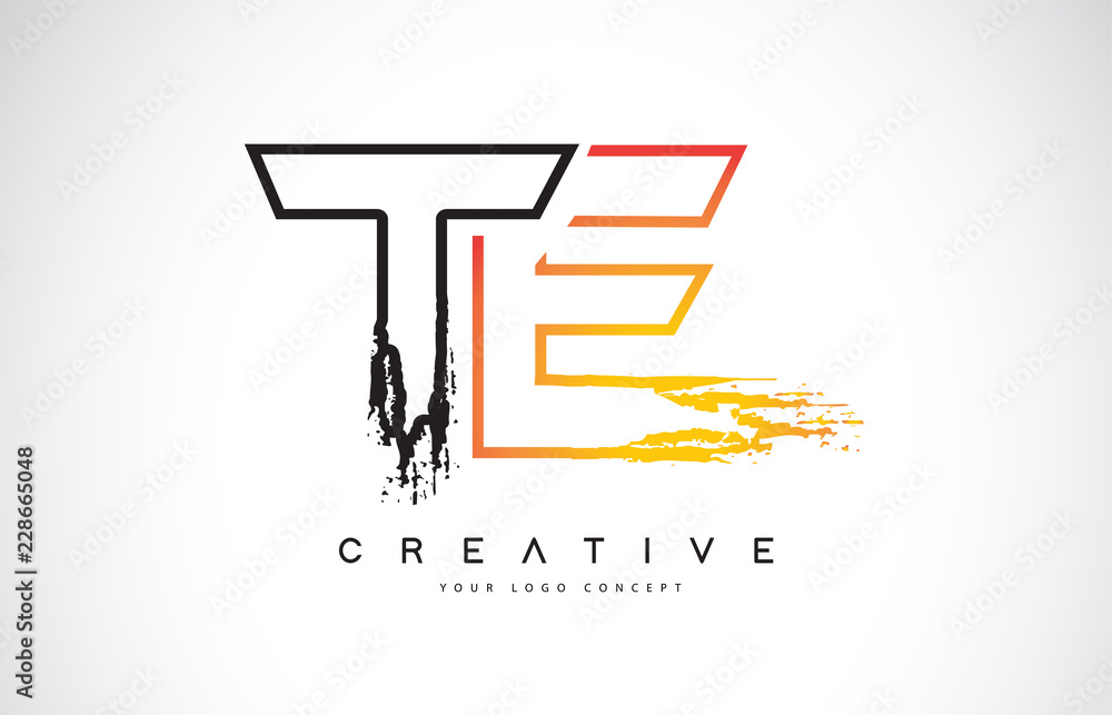 TE Creative Modern Logo Design with Orange and Black Colors. Monogram Stroke Letter Design. TE Creative Modern Logo Design with Orange and Black Colors. Monogram Stroke Letter Design.