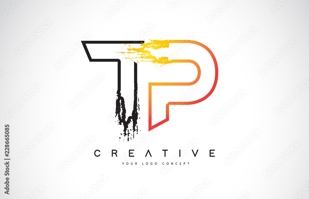 TP Creative Modern Logo Design with Orange and Black Colors. Monogram Stroke Letter Design.