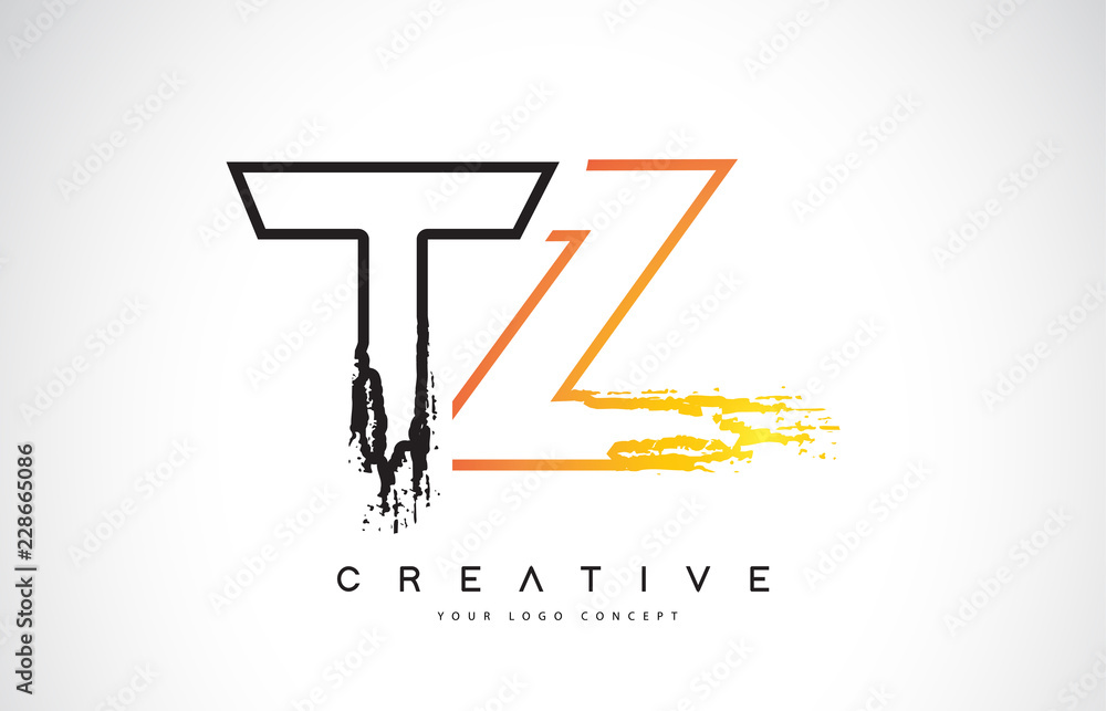 TZ Creative Modern Logo Design with Orange and Black Colors. Monogram ...