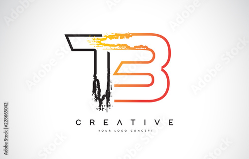 TB Creative Modern Logo Design with Orange and Black Colors. Monogram Stroke Letter Design.