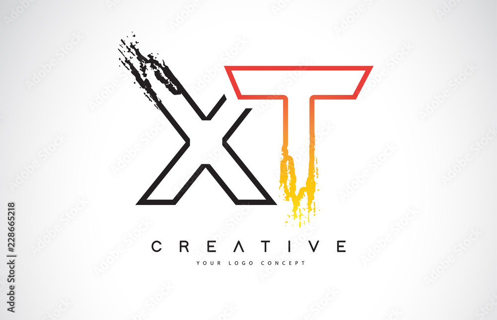 XT Creative Modern Logo Design with Orange and Black Colors. Monogram Stroke Letter Design. XT Creative Modern Logo Design with Orange and Black Colors. Monogram Stroke Letter Design.