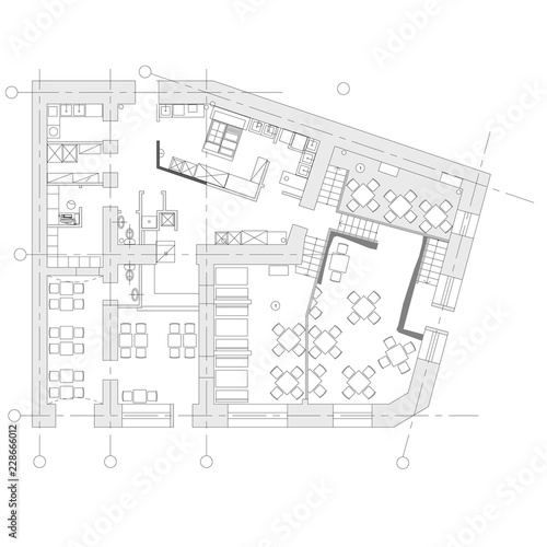 Standard cafe furniture symbols on floor plans