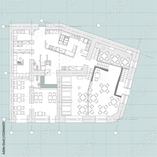 Standard cafe furniture symbols on floor plans