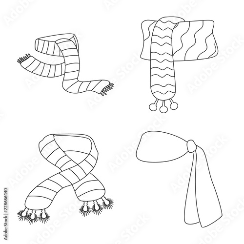 Isolated object of scarf and shawl sign. Set of scarf and accessory stock vector illustration.