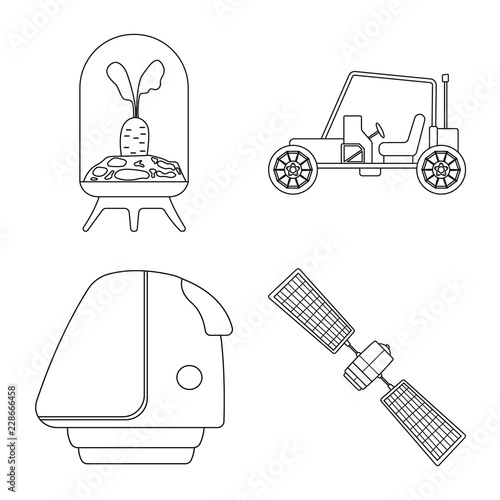 Isolated object of mars and space icon. Set of mars and planet stock symbol for web.