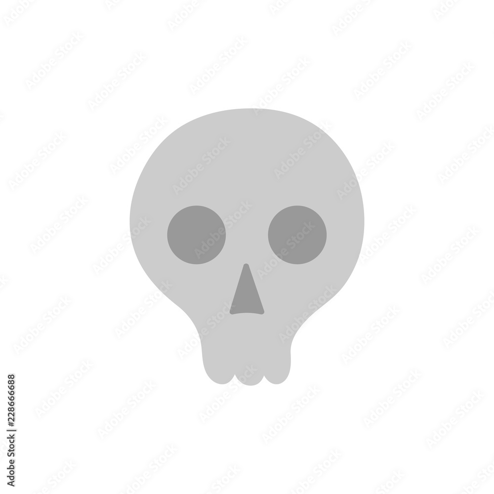 Hand drawn skull vector illustration. Halloween grey skeleton head icon, isolated.