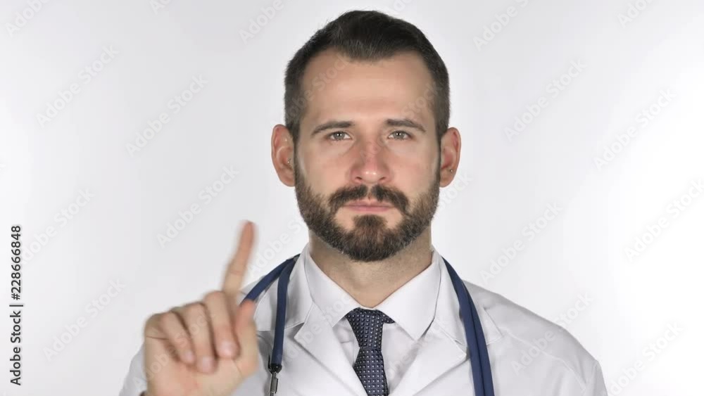 Portrait of Doctor Waving Finger to Refuse Portrait of Doctor Waving Finger to Refuse