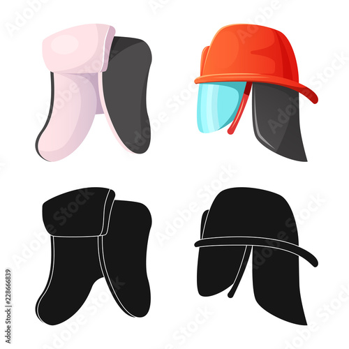 Isolated object of headgear and cap logo. Set of headgear and headwear stock vector illustration.