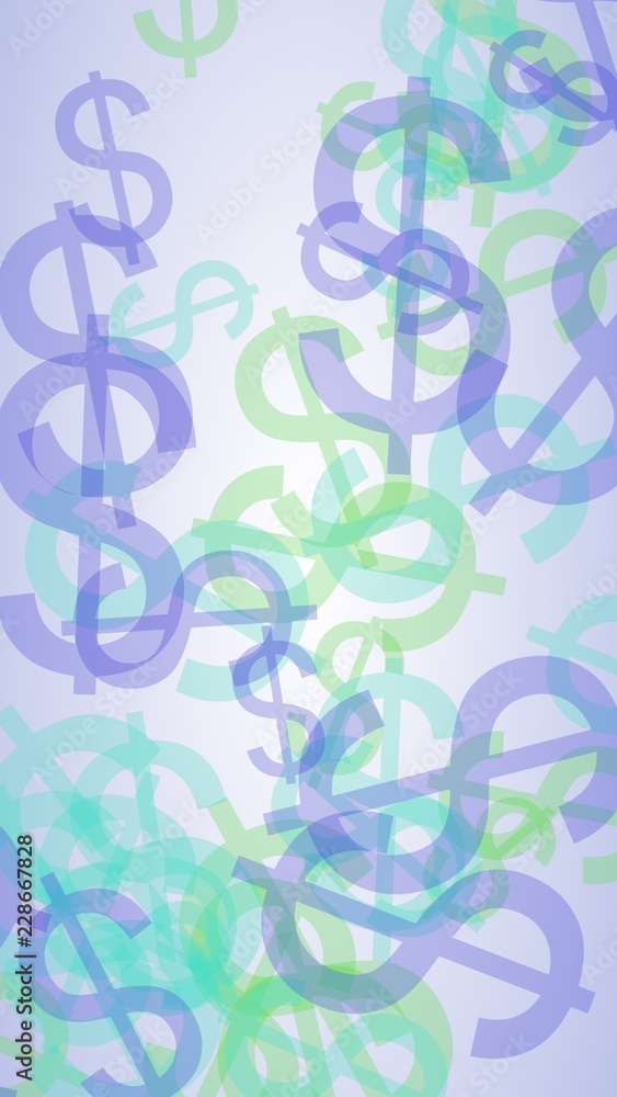 Multicolored translucent dollar signs on white background. Vertical image orientation. 3D illustration Multicolored translucent dollar signs on white background. Vertical image orientation. 3D illustration