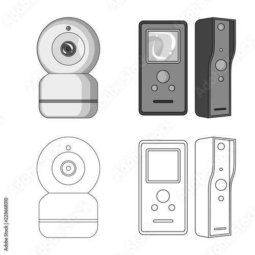 Vector illustration of cctv and camera sign. Collection of cctv and system vector icon for stock.