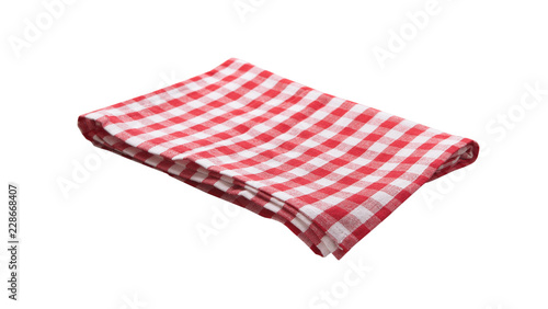 Red Napkin isolated on white. Multi-colored linen napkins for restaurant. Top view.