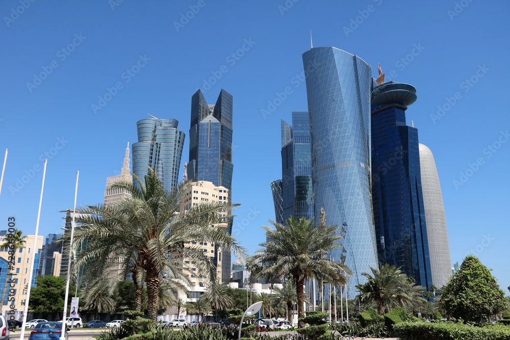 Skyscrapers in the financial district of Doha, capital of Qatar at Arabian Gulf Skyscrapers in the financial district of Doha, capital of Qatar at Arabian Gulf