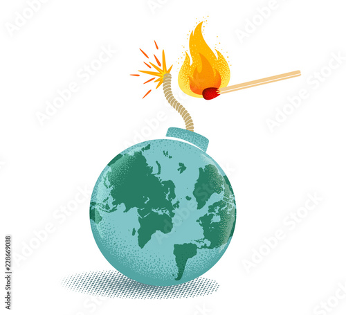bomb with mathch in fire.