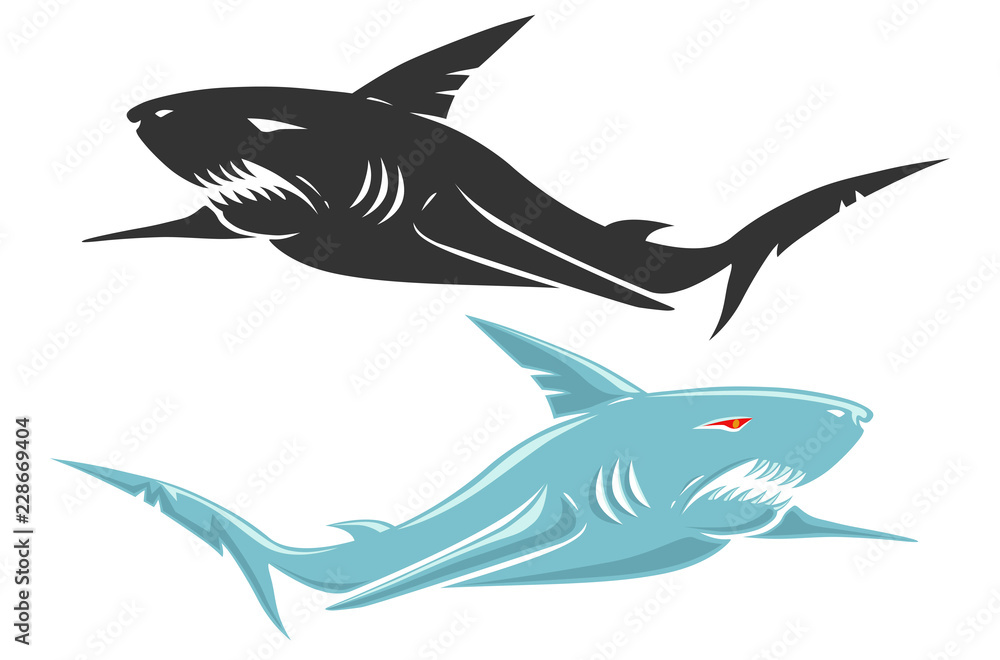 Retro vector logo with shark. Retro vector logo with shark.