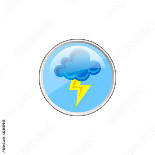 color simple vector round glass icon of cloud and lightning