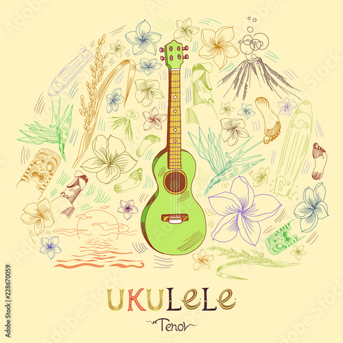 Ukulele  tenor in round shape pattern