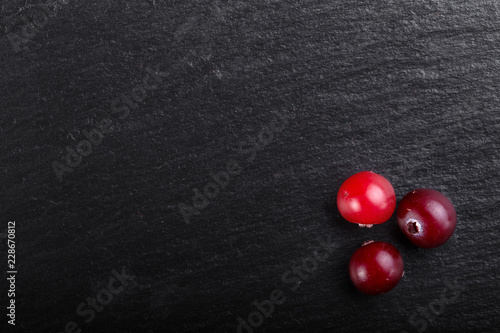 cranberries on black background