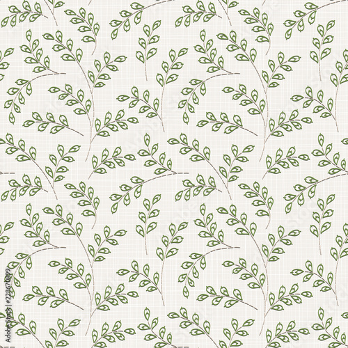 Fototapeta Naklejka Na Ścianę i Meble -   Embroidery floral seamless pattern on linen cloth texture
