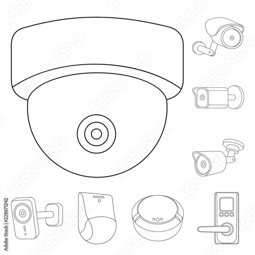 Vector design of cctv and camera logo. Set of cctv and system vector icon for stock.