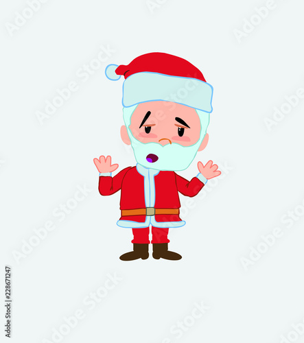Santa Claus makes a gesture of tired resignation.
