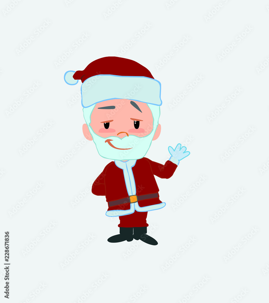 Santa Claus waving with a dreamy expression. Santa Claus waving with a dreamy expression.