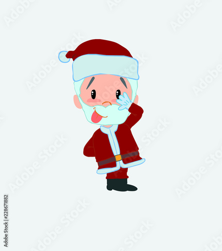 Santa Claus trying to contain the laughter.