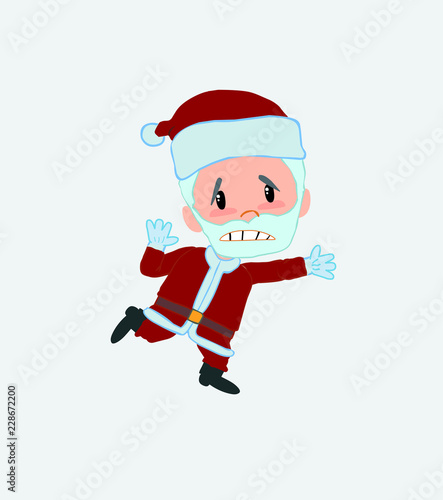 Santa Claus runs alarmed.