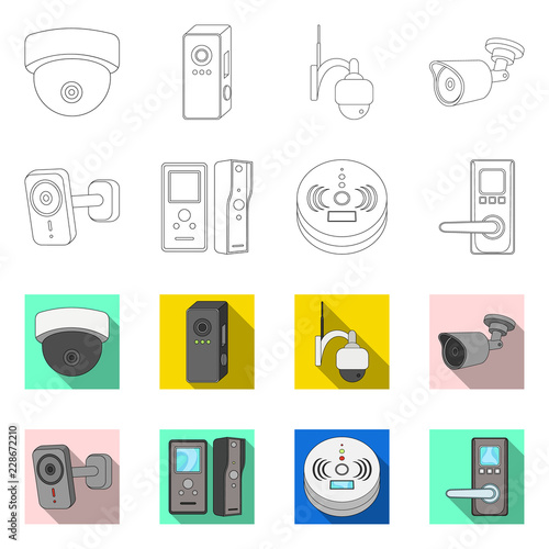 Vector illustration of cctv and camera symbol. Collection of cctv and system vector icon for stock.