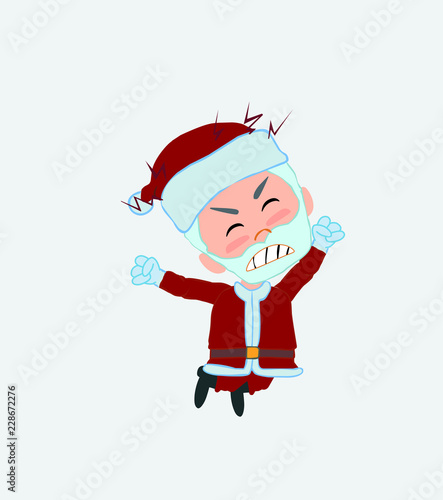 Santa Claus jumps angry.