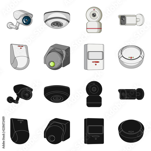 Vector illustration of cctv and camera icon. Collection of cctv and system vector icon for stock.