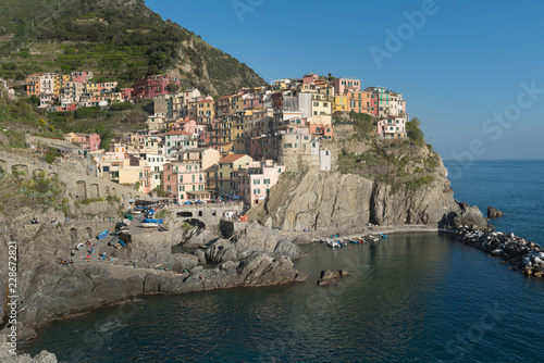 Manarola Village  Cinque Terre Coast of Italy. Manarola is a beautiful small town in the province of La Spezia  Liguria  north of Italy and one of the five Cinque terre travel attractions to tourists