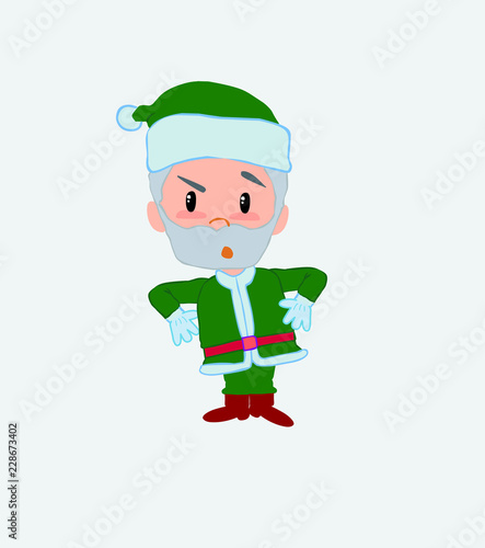 Green Claus with an expression of unpleasant surprise.