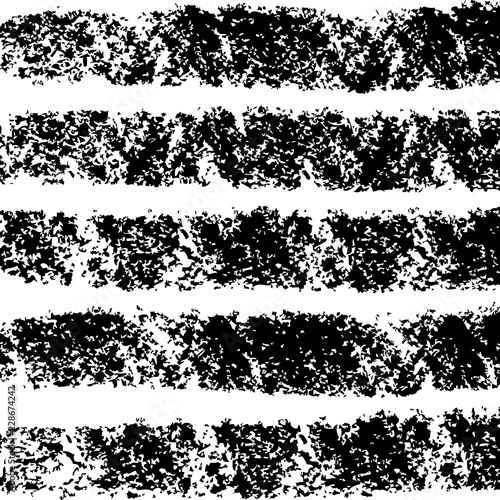 Black hand drawn brush lines on white background vector pattern.