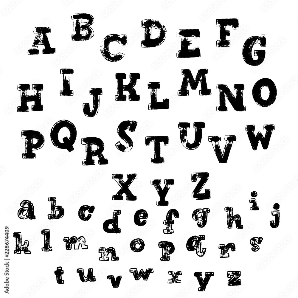 Hand lettering grunge texture alphabet vector. Hand lettering grunge texture alphabet vector.