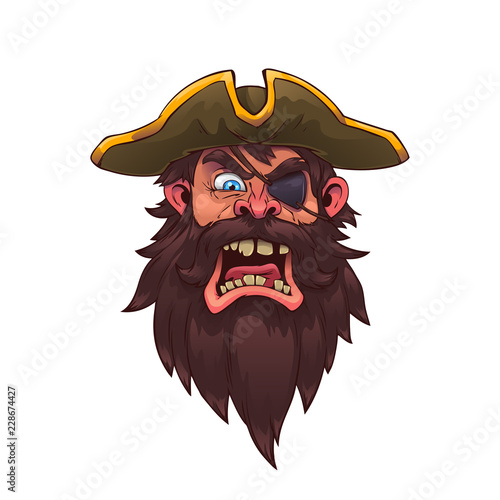 Head of an evil pirate captain.Vector illustration, eps 10.
