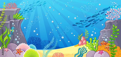 Sea bottom. Vector illustration with a background