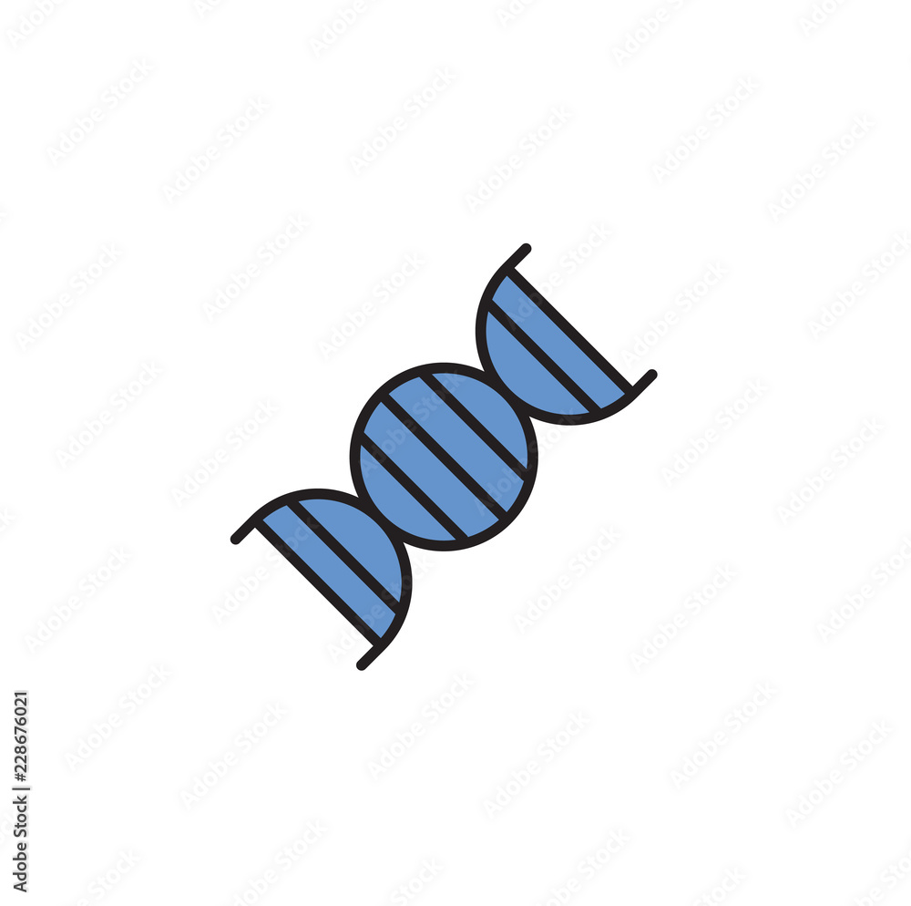 DNA simple symbol. Cartoon design icon. Colorful flat vector illustration. Isolated on white background.