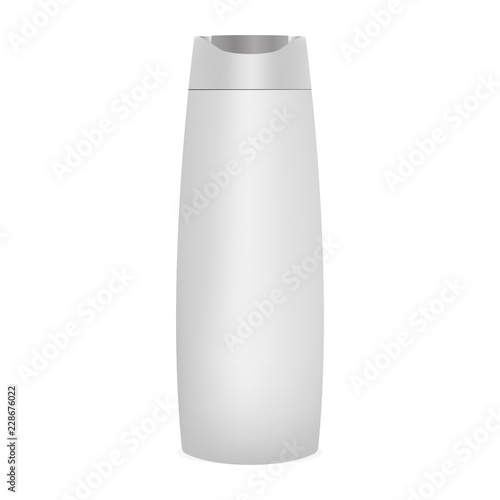 White Plastic shampoo bottle vector illustration mocup. Bath accessories. ready for your design. Can be used for shower gel, lotion.