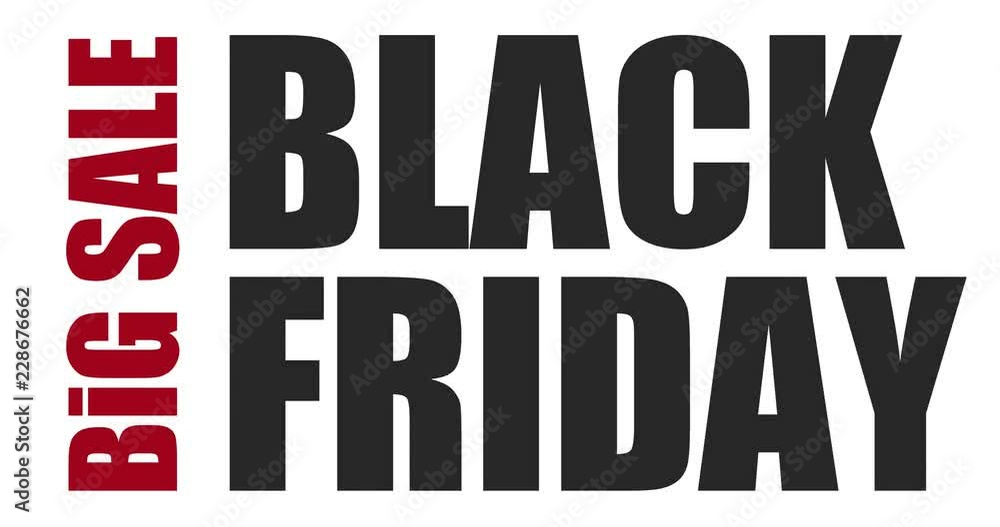 3d text animation. Black friday big sale. Red and black moving letters isolated at white background. 3d text animation. Black friday big sale. Red and black moving letters isolated at white background.