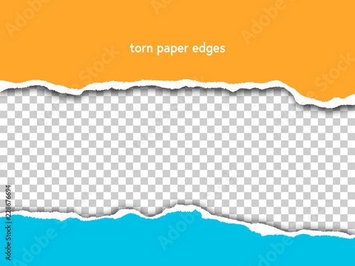 Torn paper with shadow on transparent background. Vector realistic ripped paper note