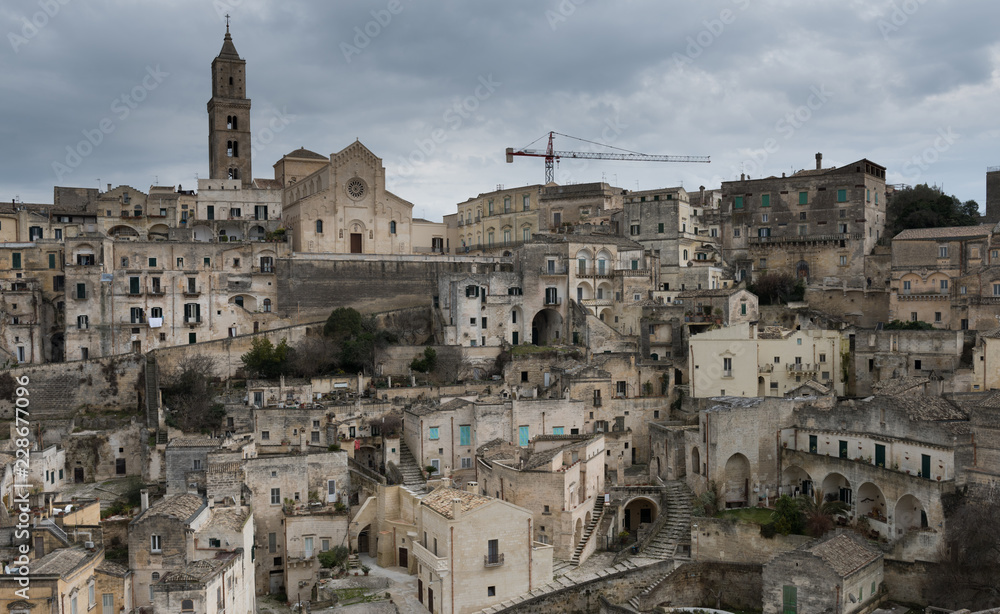 Panoramic view of ancient town of Matera (Sassi di Matera), Basilicata, southern Italy