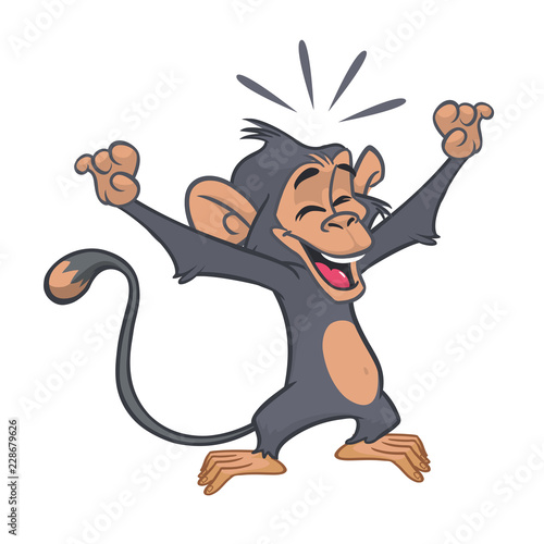 Funny cartoon chimpanzee. Illustration of a monkey