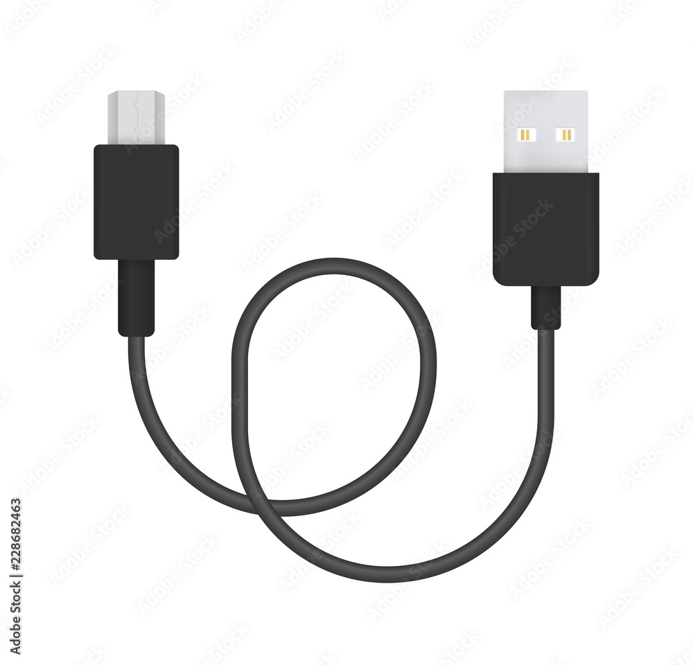 Vector Illustration of micro-USB Cable Vector Illustration of micro-USB Cable
